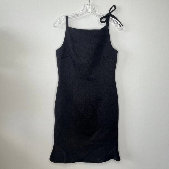 David Meister Dress Womens 8 Strappy Black Sheath Cocktail Textured VTG Strappy - Picture 1 of 8